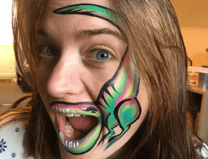 Dinosaur face painting.