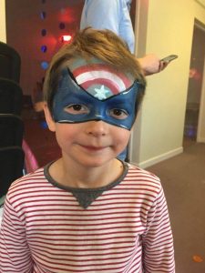 Captain America face painting.