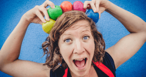 Lucy juggling entertainer.