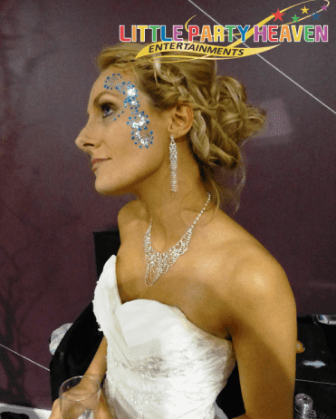 Bride with her face painted.