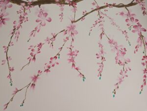 cherry blossoms wall mural artist Cheltenham