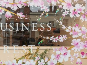 cherry blossom window painting