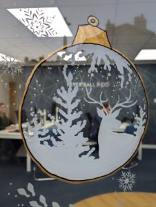winter scene bauble christmas window display