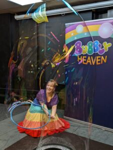 Giant bubble entertainer for kids parties and events in Bristol, Gloucester and Worcestershire.